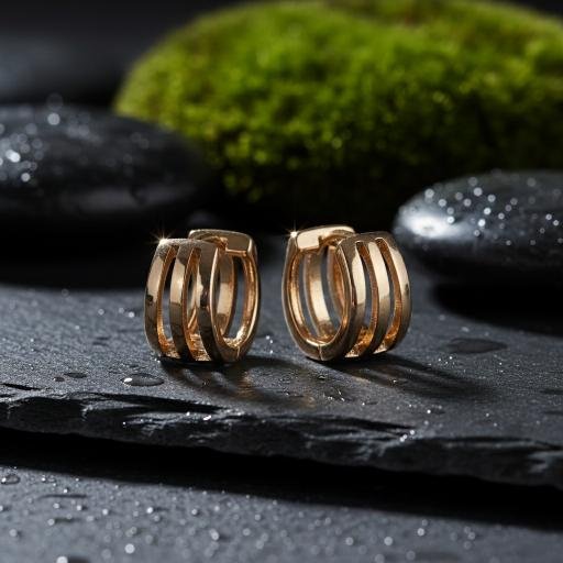 Triple Row Earrings - Gold